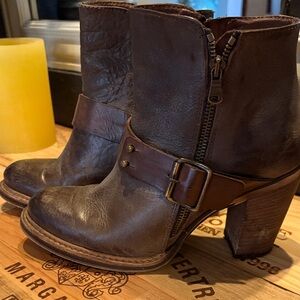 Elegant Brown Leather Ankle Booties